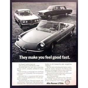 1970 Alfa Romeo 1750 GT Veloce Berlina Spider photo "Feel Good" vintage print ad